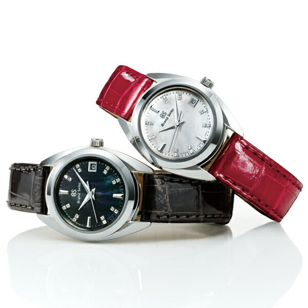 グランドセイコー クオーツ レディース 腕時計 STGF289 ブラック 白蝶貝 ダイヤモンド 革ベルト