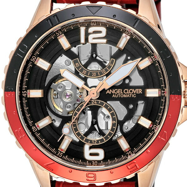 エンジェルクローバー TIME CRAFT DIVER タイムクラフトダイバー オートマチック TCA45PBK-REN メンズ 腕時計 自動巻き 革ベルト レッド